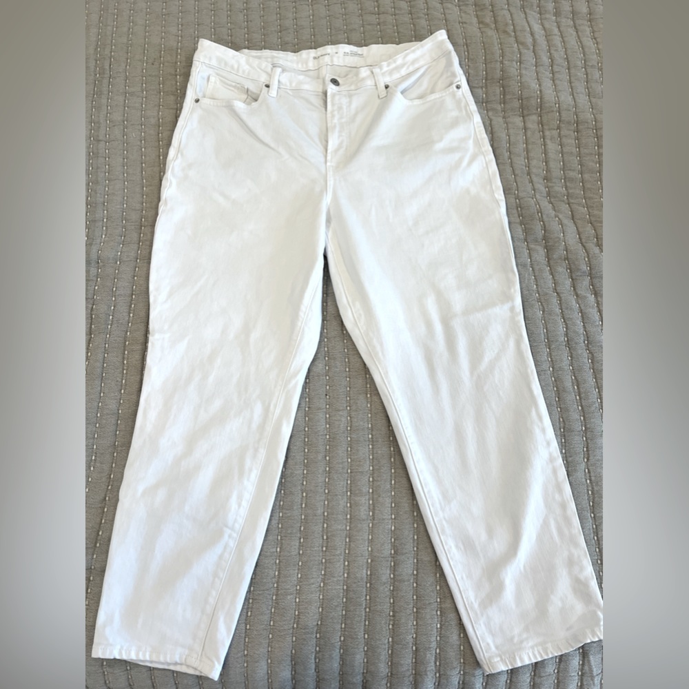White straight leg jeans